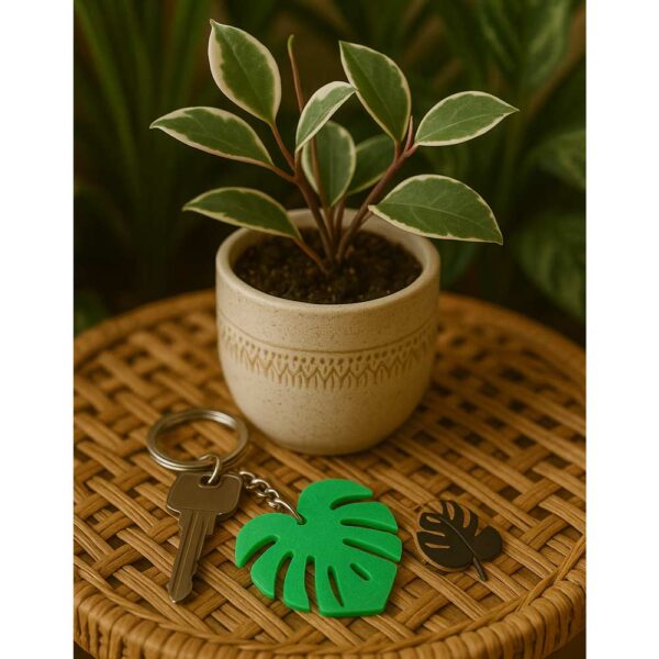 Brelok do kluczy Monstera zielony