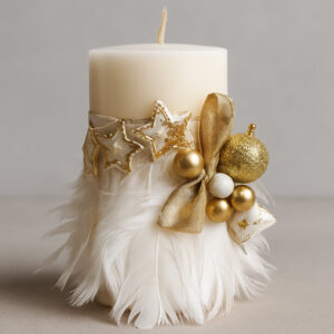 Świąteczna świeca ecru